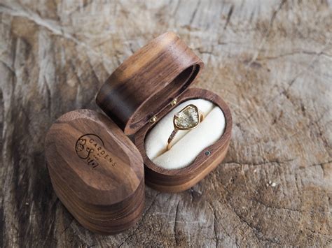 Vintage Oval Wooden Ring Box In Walnut Wooden Ring Box Wooden Rings