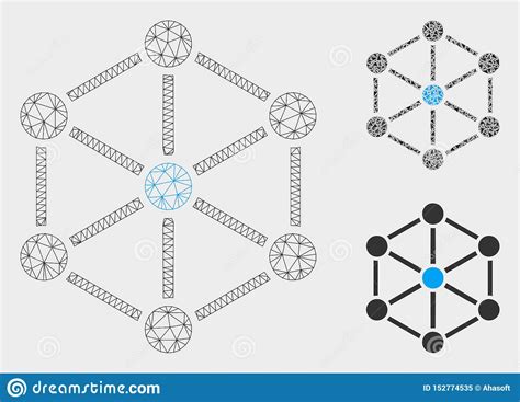 Struktur Vektor Mesh Network Model Und Dreieck Mosaik Ikone Vektor