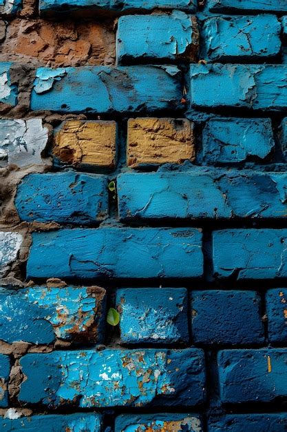 Premium Photo Antique Blues Worn And Weathered Blue Paint On Bricks