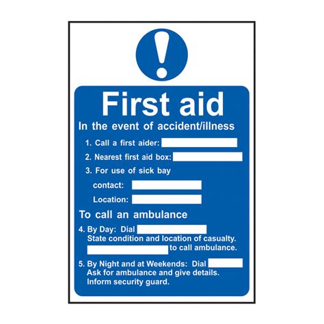 Centurion First Aid Procedure Sign Self Adhesive Vinyl 200mm X 300mm