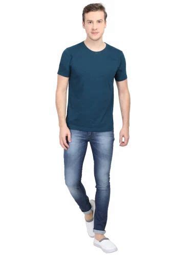 Petrol Blue Plain Round Neck T Shirt At Rs 499 00 Women Clothes ID