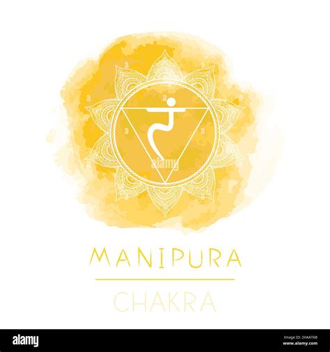 Vector Illustration With Symbol Chakra Manipura And Watercolor Element