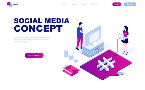 Modern Flat Design Isometric Concept Of Social Media 452357 Vector Art