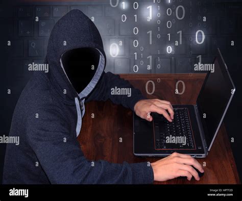 Hacker With Laptop Stock Photo Alamy