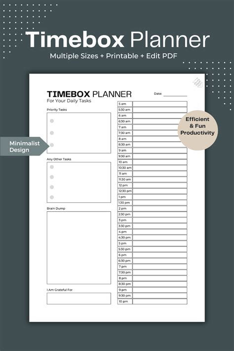 Timebox Planner Printable Time Management Fillable Pdf To Do List