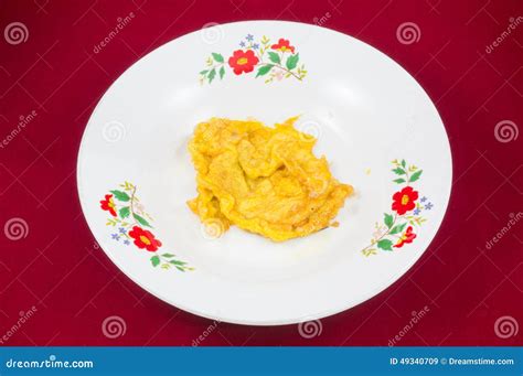 Fried Beaten Egg On Dish Thai Cuisine Omelet Stock Image Image Of