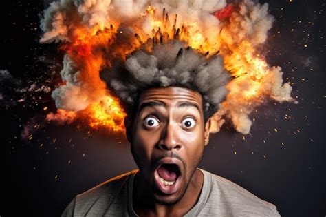 Premium AI Image | Shocked black man with explosion on their head ... 