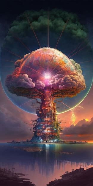 Premium AI Image | A nuclear explosion with a cloud in the sky