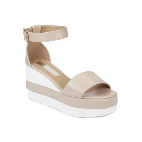 Truffle Collection Nude And White Ankle Strap Wedges Buy Truffle Collection Nude And White