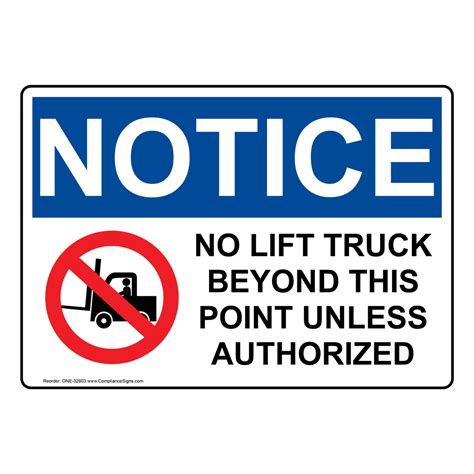 OSHA No Forklifts Beyond This Point Sign With Symbol ONE 32802