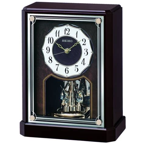 Wooden Anniversary Battery Mantel Clock Rotating Pendulum Qxn B