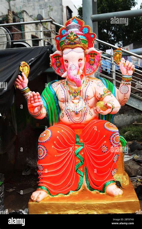 Big Ganesha statue, Close-up - idol of Lord Ganesha, Hindu God Ganesha, Ganesha Colorful Idol ...