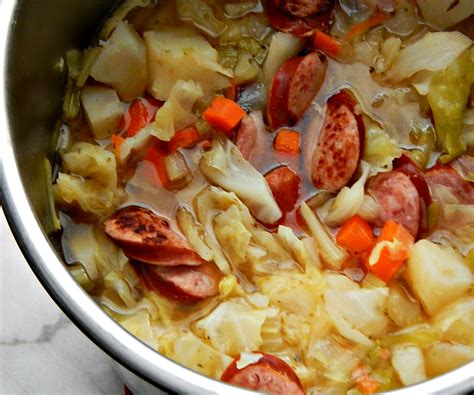 Smoked Sausage And Cabbage Soup Instant Pot Or Stove Top Frugal Hausfrau