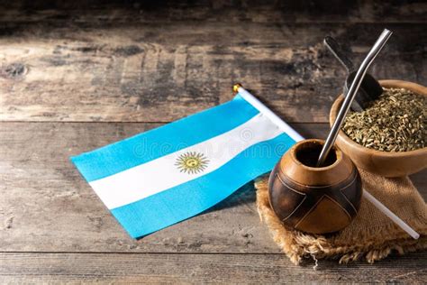 Yerba Mate Tea And Argentina Flag Traditional Argentinian Beverage