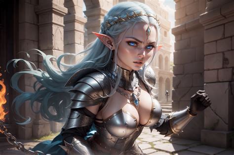 Female Elf Soldier Elven Armor Thick Armor Chainmail Armor