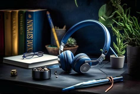 Premium Photo | Office desk with headphones