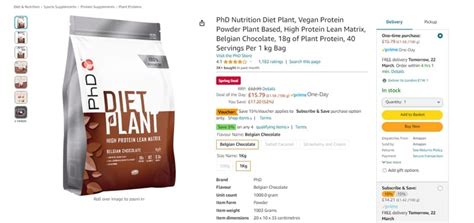 Phd Diet Plant Vegan Protein Powder Belgian Chocolate 18g £15 79 At Amazon