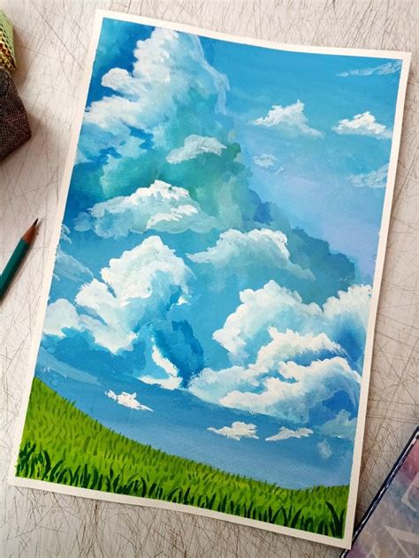 Cielo Acuarela Cielo Pintura Cielo Dibujo Lienzos Pintados