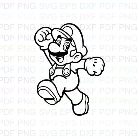 Super Mario Very Happy Outline Svg Dxf Eps Pdf Png Cricut Etsy New