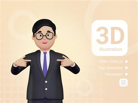 3d hombre de negocios señalar el dedo en sí mismo Archivo PSD Premium