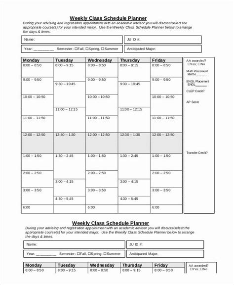 Class Schedule Template Online Lovely Weekly Schedule Template 10 Free ...