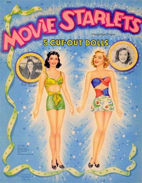 Vintage Paper Doll Printable Pdf Movie Starlet Paper Dolls 40s 1940s