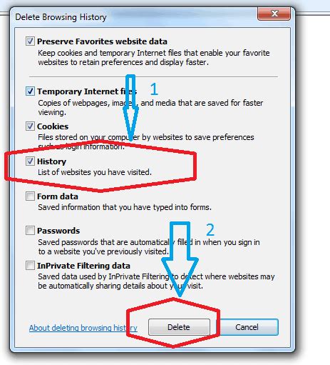 how to delete all history in internet explorer