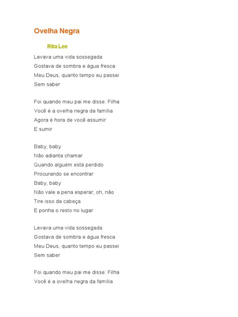 Letra Ovelha Negra - Rita Lee Ovelha Negra | PDF