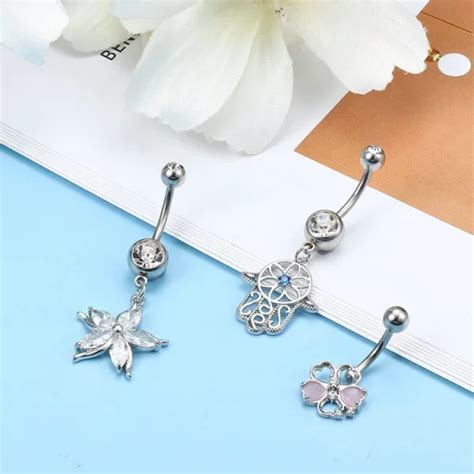 Dropship Pcs G Belly Button Ring Dangle L Stainless Short Belly