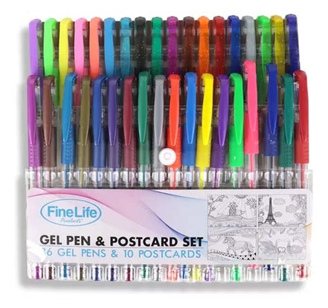 Bolígrafos De Gel 36 Piezas 10 Tarjetas Para Colorear Color de la