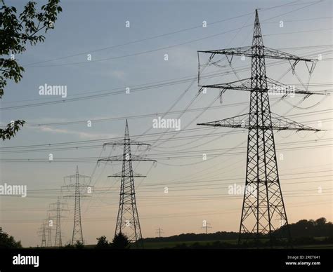 Power Pylons Overhead Lines Power Supply Stock Photo Alamy