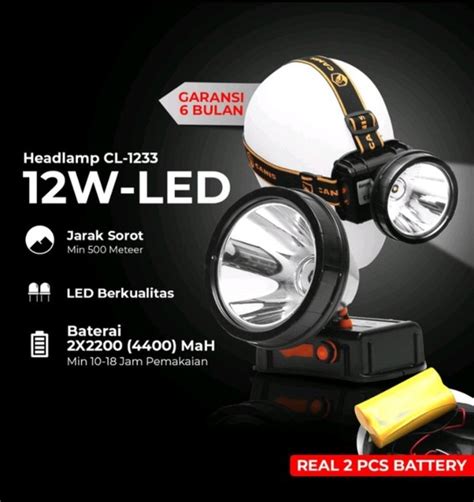 Jual Senter Kepala LED CANIS 12 WATT CHL1233 Headlamp LED Flashlight Di