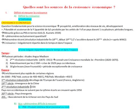 Fiches de révisions SES Quelles sont les sources de la croissance