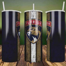 Florida Panthers Grunge Tumbler Wrap 20oz Skinny Tumbler Straight