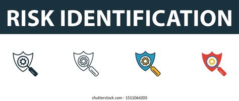 Risk Identification Icon Set Four Elements Stock Vector Royalty Free