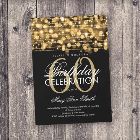 Elegant 60th Birthday Party Sparkles Gold Invitation Zazzle