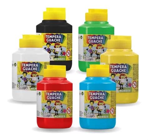 Kit Tinta Guache Tempera Escolar Cores Ml Infantil Arte Mercadolivre