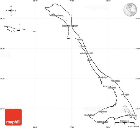 Blank Simple Map of Cat Island