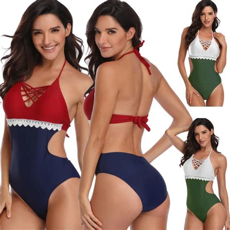 Women Sexy Backless Strap One Piece Swimsuit Lady Bikini Bra Monokini Beachwear Jumpsuit Body