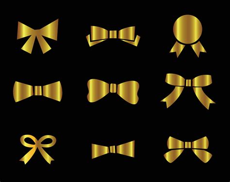 T Bows Ribbons Realistic Satin Golden Golden T Ribbon Set 20637520 Vector Art At Vecteezy