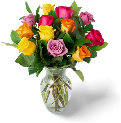 Amazon Premium Assorted Roses And Greens With Vase Fall