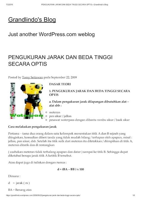 PDF PENGUKURAN JARAK DAN BEDA TINGGI SECARA OPTIS Grandlindo S Blog