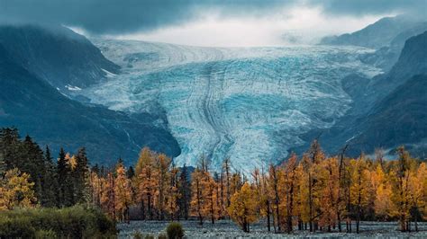 landscape glacier clouds matanuska glacier mountains lake