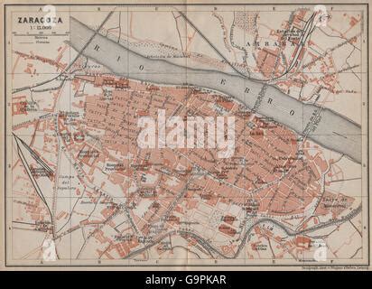 Zaragoza Mapa De Ciudad Vintage Plan Espa A Fotograf A De Stock