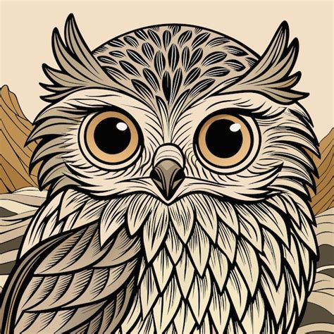 Premium Vector An Owl With Big Eyes And A Brown Eye