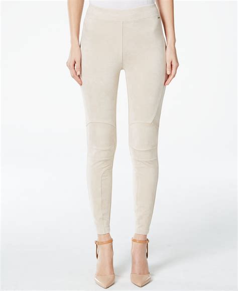 Calvin Klein Faux Suede Front Seamed Leggings In Natural Lyst