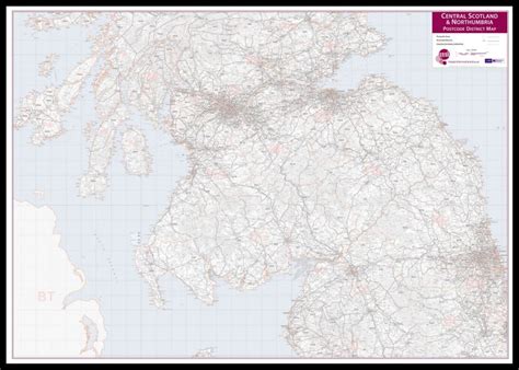 Central Scotland And Northumbria Postcode District Map Pinboard