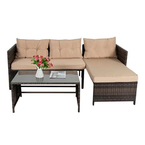 RATTAN CORNER SOFA Set Outdoor Patio Garden Furniture 3 Seater L Shape