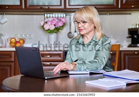 Mature Business Woman Working Home Using Stock Photo Shutterstock