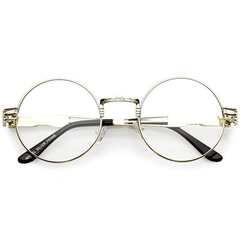 Retro Dapper Round Metal Clear Lens Glasses C Clear Round Glasses